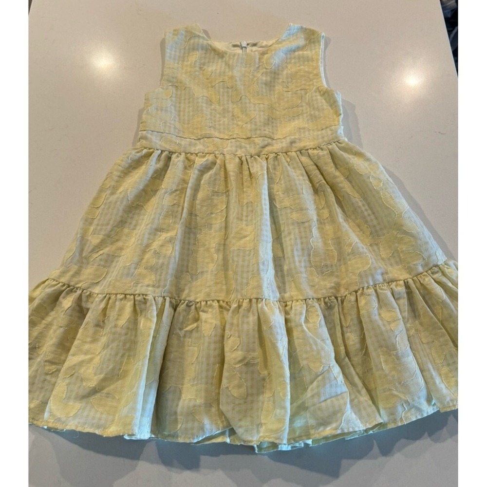 Rachel Parcell Girls Size 5‎ Yellow Gingham Dress Appliqué Coastal Preppy Church